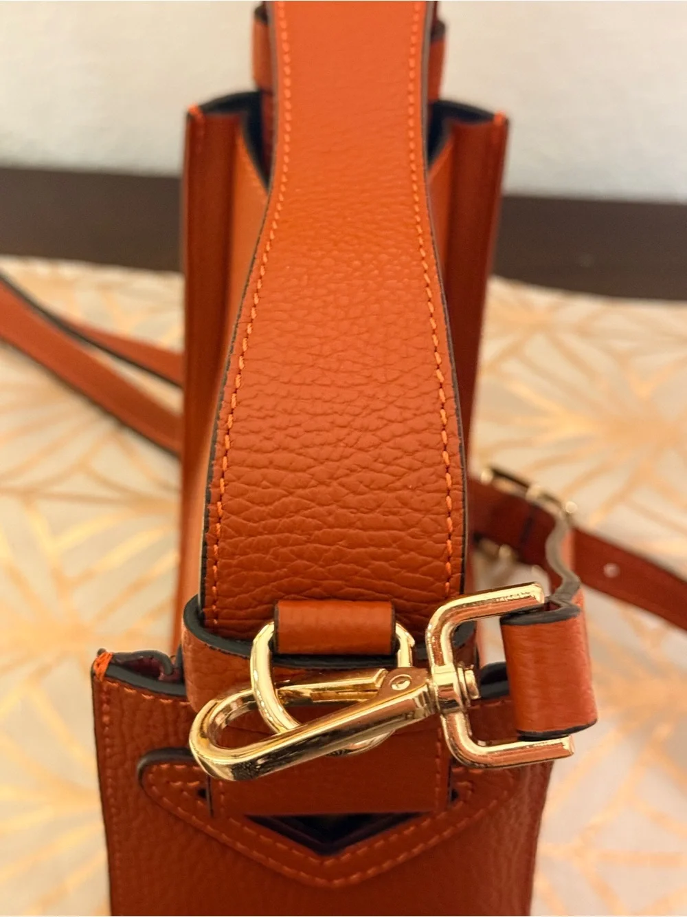 Leather Shoulder Bag in Rustic Orange